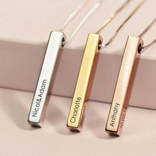 Load image into Gallery viewer, Customize Four Sides Necklace Engraving Personalized Square 3D Bar Custom Name Necklace 925 Silver Pendant Women/Men Gifts