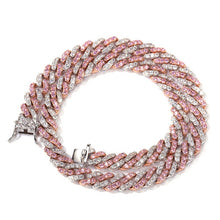 Load image into Gallery viewer, UWIN 9mm Iced Out Women Choker Necklace Silver /rose Gold Cuban Link With White &amp;Pink Cubic Zirconia Chain Jewelry