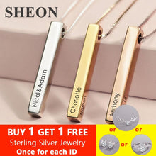 Load image into Gallery viewer, Customize Four Sides Necklace Engraving Personalized Square 3D Bar Custom Name Necklace 925 Silver Pendant Women/Men Gifts