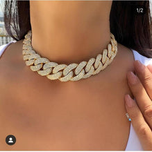 Load image into Gallery viewer, Accking Full  CZ Statement Cuban Link Chain Choker Necklace adjust for Man or Women Bijoux Wholesale free shipping