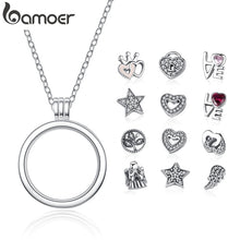 Load image into Gallery viewer, BAMOER Genuine 925 Sterling Silver Medium Petite Memories Floating Locket Necklaces &amp; Pendants Sterling Silver Jewelry PSF001