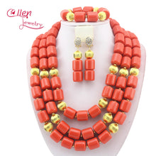 Load image into Gallery viewer, Nigerian Wedding African Coral Beads Jewelry Set African Costume Jewelry Sets Coral Beads Free Shipping W11635