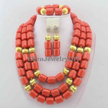 Load image into Gallery viewer, Nigerian Wedding African Coral Beads Jewelry Set African Costume Jewelry Sets Coral Beads Free Shipping W11635