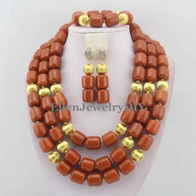 Load image into Gallery viewer, Nigerian Wedding African Coral Beads Jewelry Set African Costume Jewelry Sets Coral Beads Free Shipping W11635