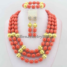 Load image into Gallery viewer, Nigerian Wedding African Coral Beads Jewelry Set African Costume Jewelry Sets Coral Beads Free Shipping W11635