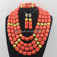 Load image into Gallery viewer, Nigerian Wedding African Coral Beads Jewelry Set African Costume Jewelry Sets Coral Beads Free Shipping W11635