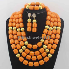 Load image into Gallery viewer, Nigerian Wedding African Coral Beads Jewelry Set African Costume Jewelry Sets Coral Beads Free Shipping W11635
