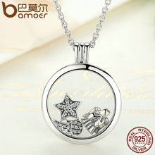 Load image into Gallery viewer, BAMOER Genuine 925 Sterling Silver Medium Petite Memories Floating Locket Necklaces &amp; Pendants Sterling Silver Jewelry PSF001