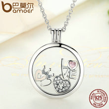 Load image into Gallery viewer, BAMOER Genuine 925 Sterling Silver Medium Petite Memories Floating Locket Necklaces &amp; Pendants Sterling Silver Jewelry PSF001
