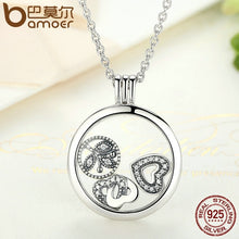 Load image into Gallery viewer, BAMOER Genuine 925 Sterling Silver Medium Petite Memories Floating Locket Necklaces &amp; Pendants Sterling Silver Jewelry PSF001
