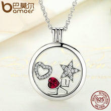 Load image into Gallery viewer, BAMOER Genuine 925 Sterling Silver Medium Petite Memories Floating Locket Necklaces &amp; Pendants Sterling Silver Jewelry PSF001