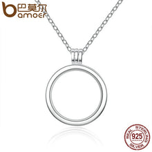 Load image into Gallery viewer, BAMOER Genuine 925 Sterling Silver Medium Petite Memories Floating Locket Necklaces &amp; Pendants Sterling Silver Jewelry PSF001