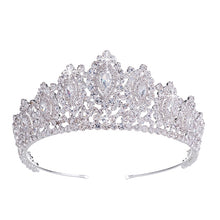Load image into Gallery viewer, Hadiyana New AAA Rhinestone Crowns Vintage Style Big Eye Shape Wedding Accessories Bridal Hair Tiaras Yellow Gold Party BC3707
