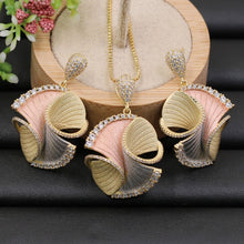 Load image into Gallery viewer, Lanyika Jewelry Set Abstract Geometry Pattern Necklace with Earrings for Woman Engagement Sandblasting Popular Luxury Best Gifts