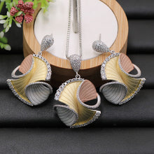 Load image into Gallery viewer, Lanyika Jewelry Set Abstract Geometry Pattern Necklace with Earrings for Woman Engagement Sandblasting Popular Luxury Best Gifts